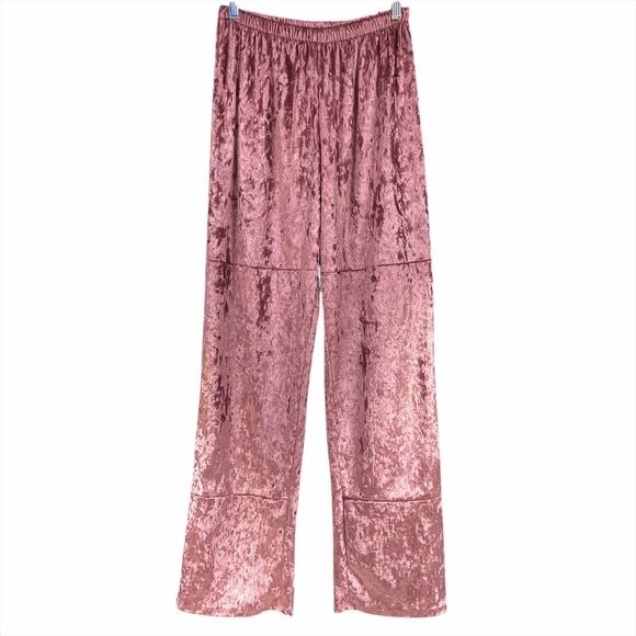 URBAN RENEWAL UO NWT Parties Remade Crushed Velvet Pieced Pant Rose Pink Sz M/L - Picture 4 of 8